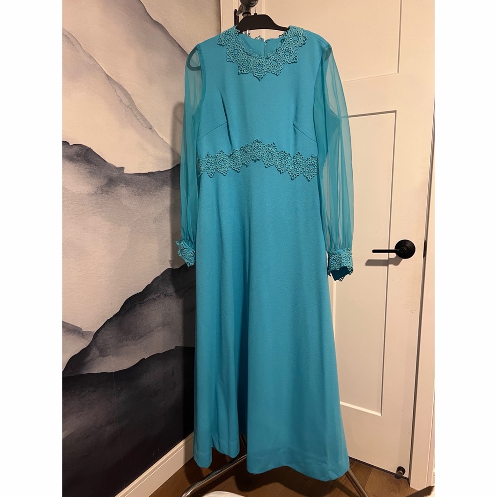 True Vintage Blue Lace Trim Dress